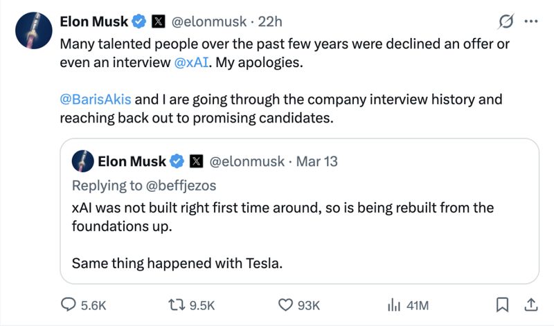  马斯克旗下xAI惊现人才流失潮；创始核心几近清零，他公开承认初建失误。 IT技术